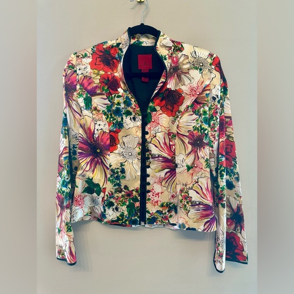 JS Collections Multicolor Floral Blazer Size 8 - Picture 1 of 4
